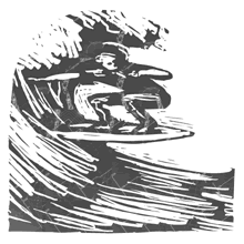 Drawing of a surfer