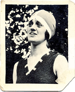 aged photo of young woman in 1920s style swimwear