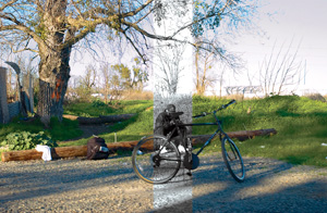 man with bike photo
