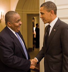 Photo: Bruce Jackson shaking hands with President Obama