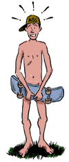 Drawing of streaker with a skateboard