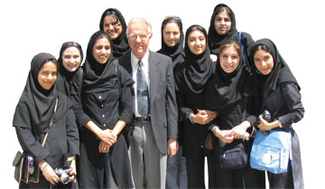 Photo: Vanderhoef with group of young Iranian women 