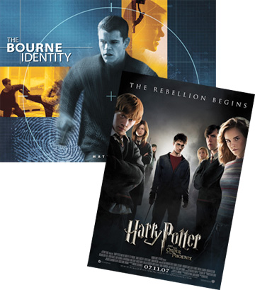 Bourne Identity and Harry Potter posters